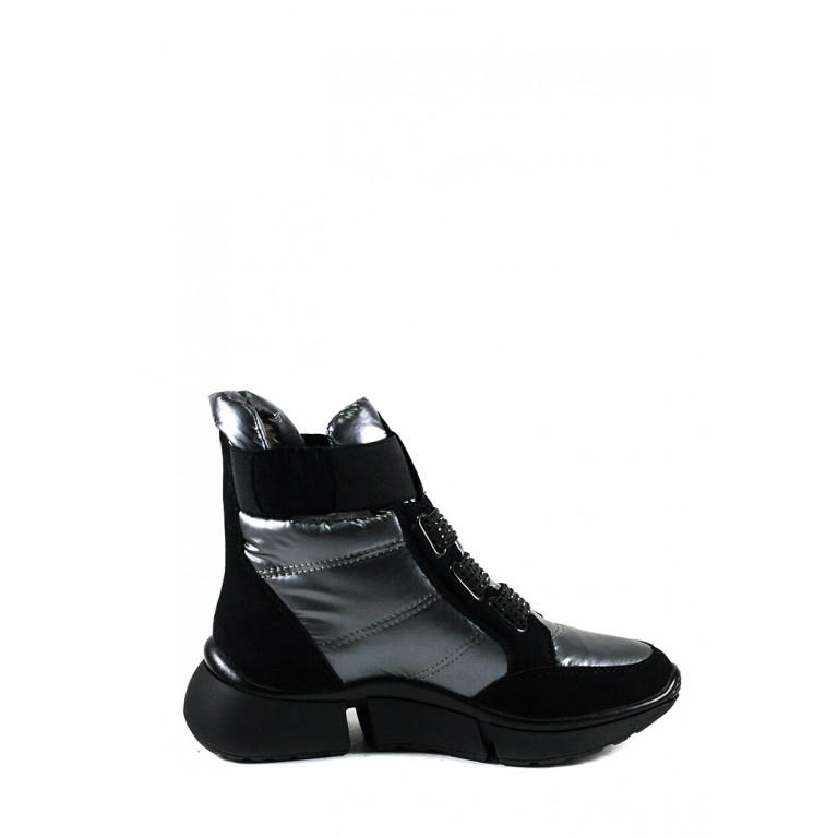 Ботинки зимние женские Prima D'arte 91259-F414-2 черно-серые
