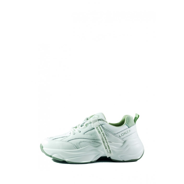 Кроссовки демисезон женские Lonza T025-16 бело-зеленые