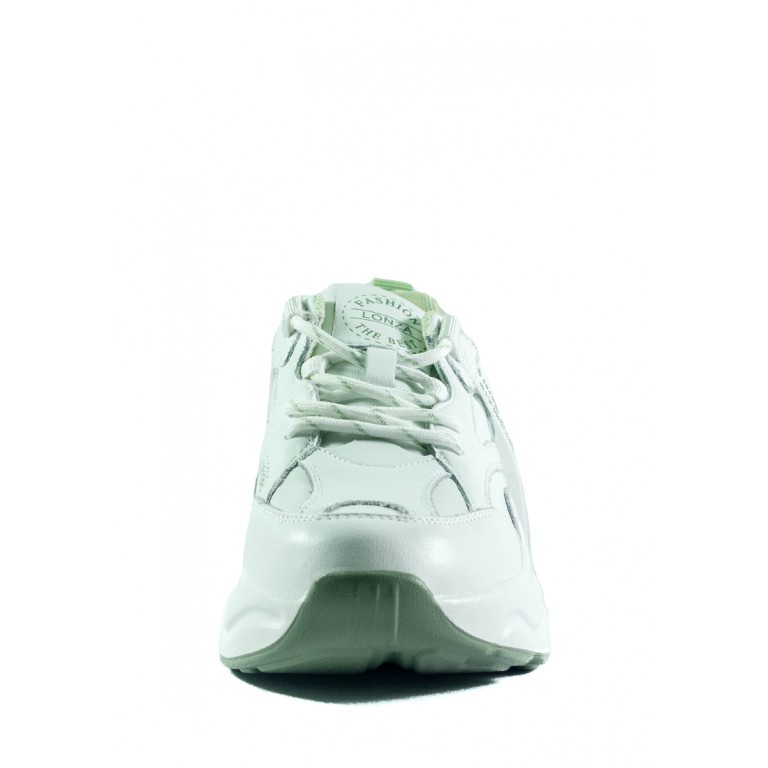 Кроссовки демисезон женские Lonza T025-16 бело-зеленые
