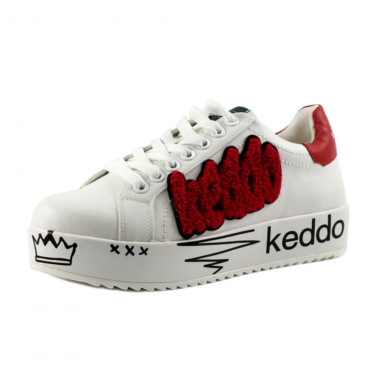 Кеды женские Keddo 897110-13-01 бело красные
