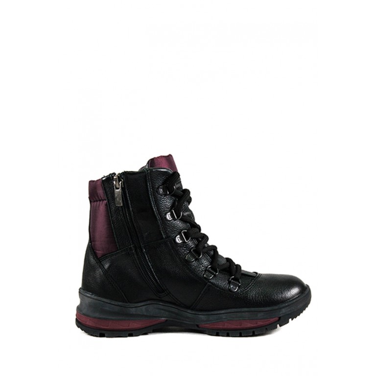 Ботинки зимние женские MIDA 24779-16Ш черно-бордовые