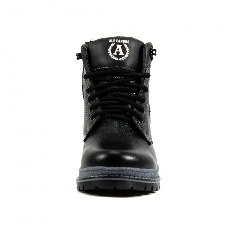 Ботинки зимние подросток Alexandro AO19130 черная кожа
