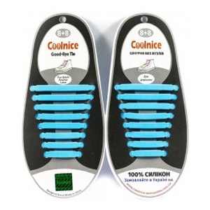 Аксессуары для обуви Coolnice Силиконовые шнурки 8х8 голубые