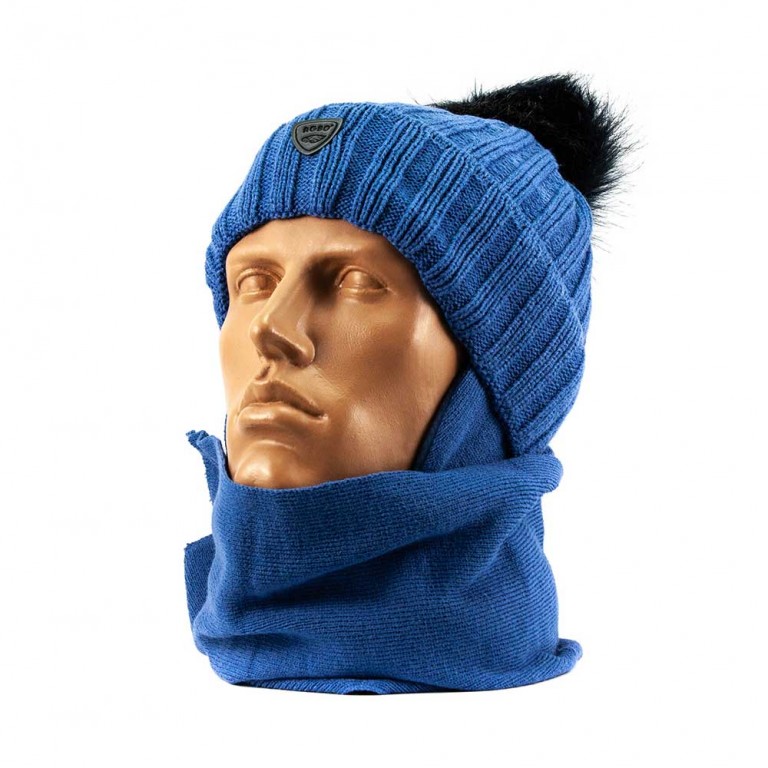 676Atlas шапка-шарф синий 48-50