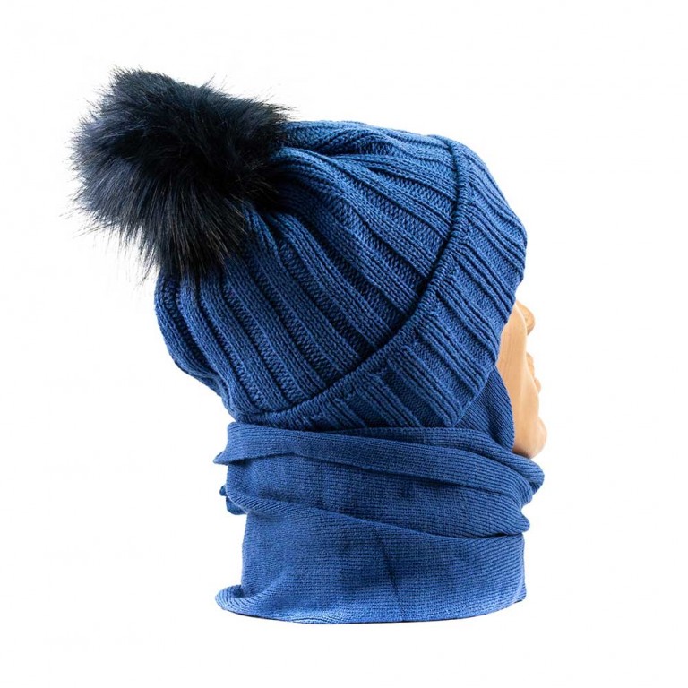 676Atlas шапка-синій шарф 48-50
