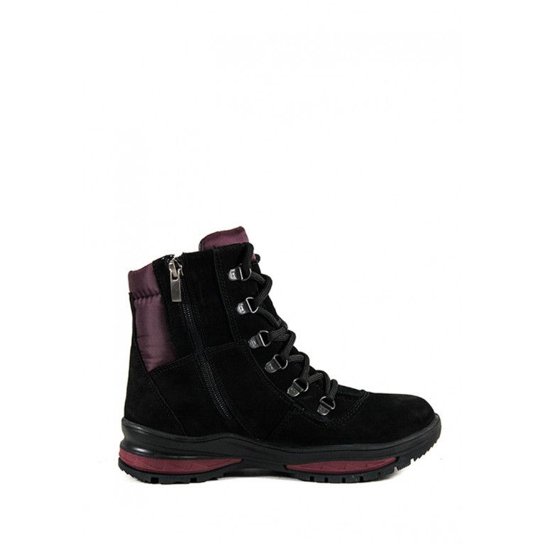 Ботинки зимние женские MIDA 24779-9Ш черно-бордовые
