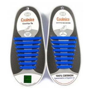 Аксессуары для обуви Coolnice Силиконовые шнурки 8х8 синие