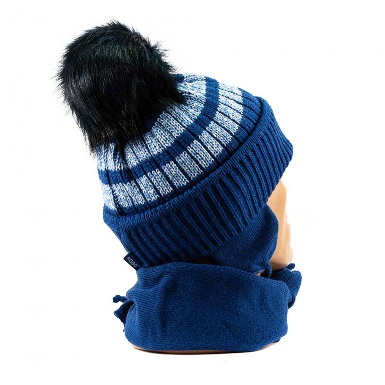 1661Dima-1 шапка-шарф синий 44-46