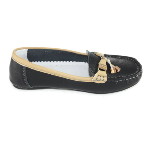 Мокасины женские Allshoes 98261 черно-бежевый