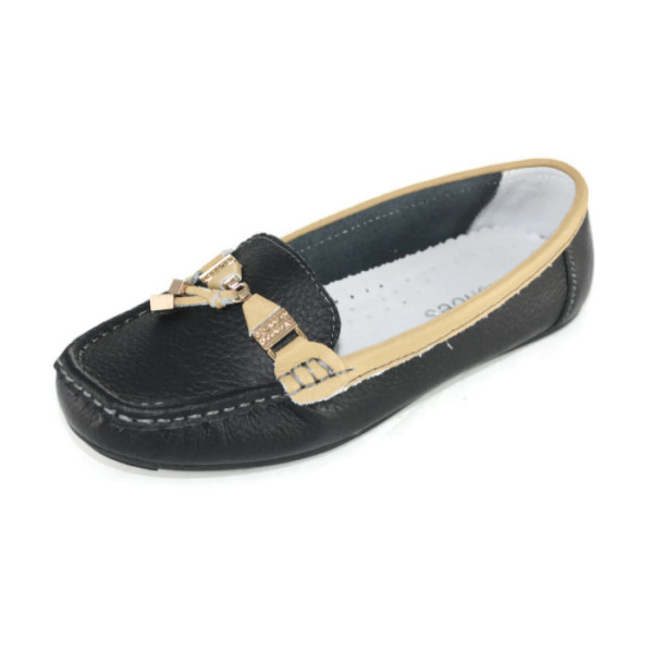 Мокасины женские Allshoes 98261 черно-бежевый