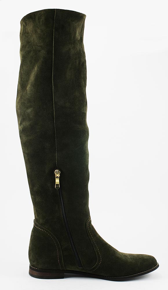 Ботфорты демисезонные женские VOG БФ-1041з оливковая замша Ботфорты демисезонные женские VOG БФ-1041з оливковая замша