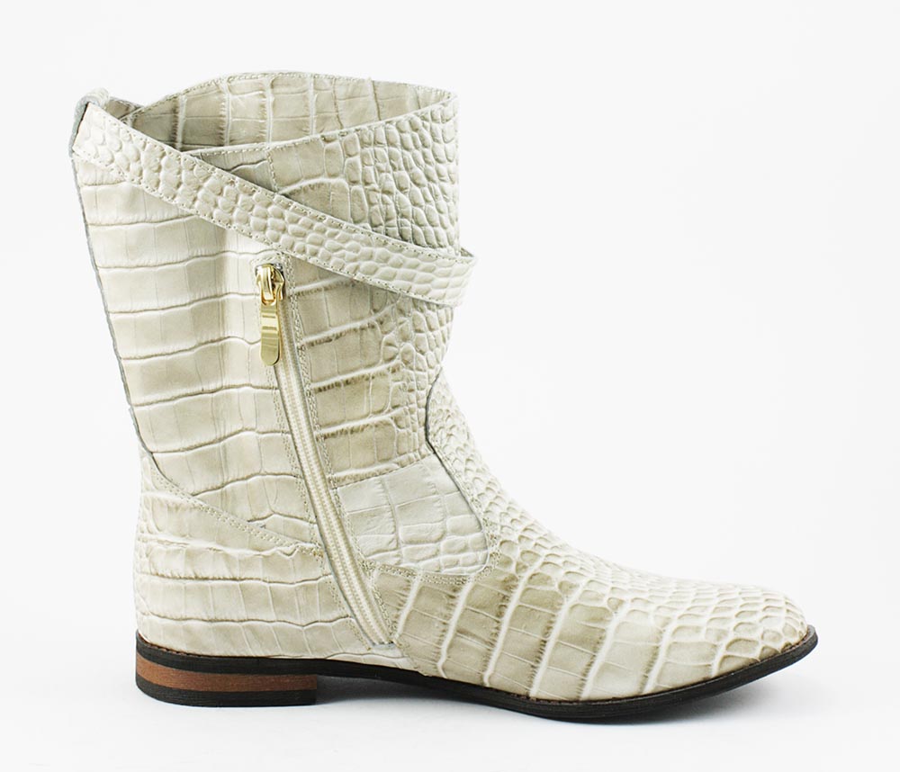 Ботинки демисезонные женские VOG Б-1003к бежевая кожа+крокодил Ботинки демисезонные женские VOG Б-1003к бежевая кожа+крокодил