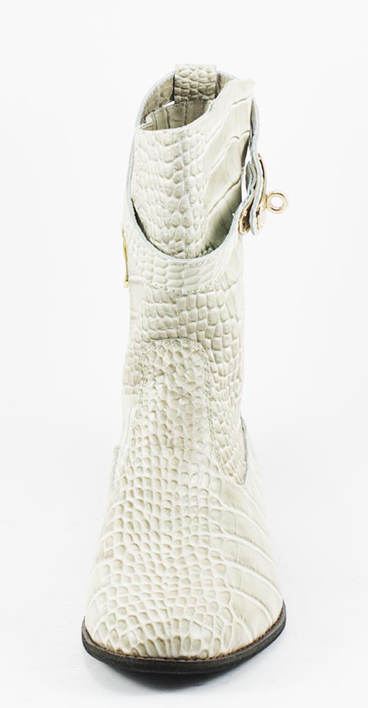 Ботинки демисезонные женские VOG Б-1003к бежевая кожа+крокодил Ботинки демисезонные женские VOG Б-1003к бежевая кожа+крокодил