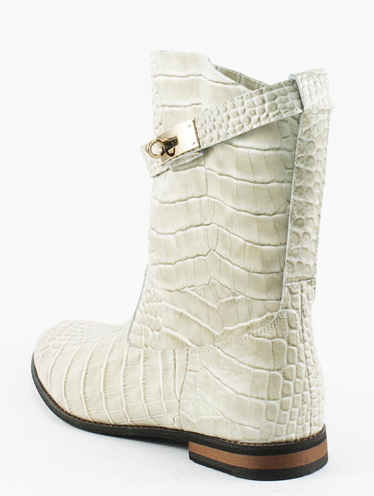 Ботинки демисезонные женские VOG Б-1003к бежевая кожа+крокодил Ботинки демисезонные женские VOG Б-1003к бежевая кожа+крокодил