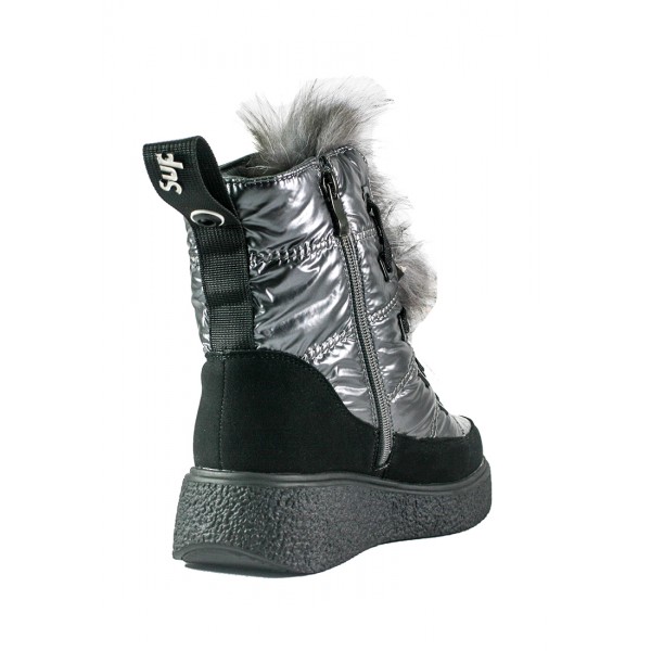 Ботинки зимние женские Prima D'arte 1480-F622-2 серо-черные